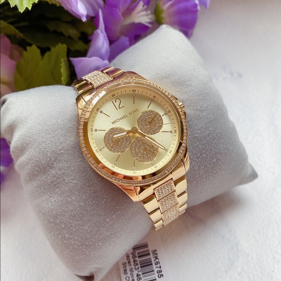 Michael Kors Riley Gold Tone Watch - Picture 1 of 7